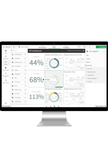 Qlik Sense being for self-service business intelligence on computer