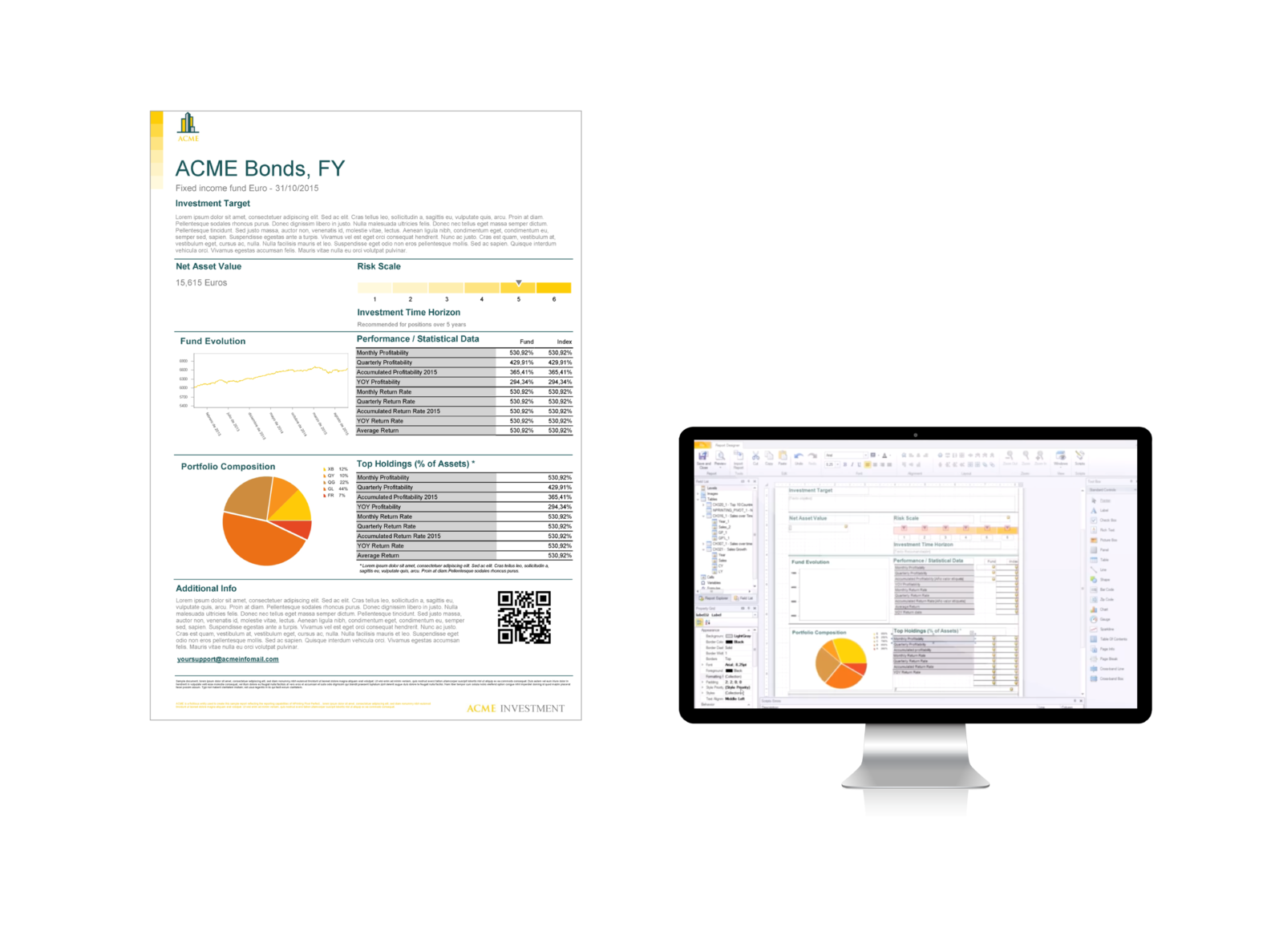 Report created with NPrinting and PC using NPrinting to create report from Qlik Sense data